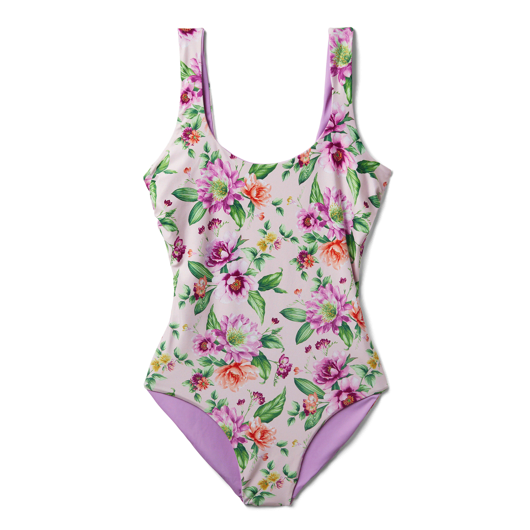 Purple Floral Reversible Onepiece – Dawne Florine